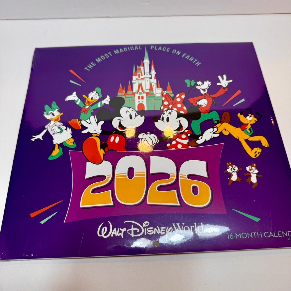 NWT. Disney Walt Disney World 2026 16-Month Calendar, parks photography